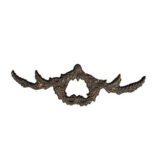 Vintage Ornate Cast Metal Wall Pediment Acanthus Leaf Heart Topper Bronze Tone